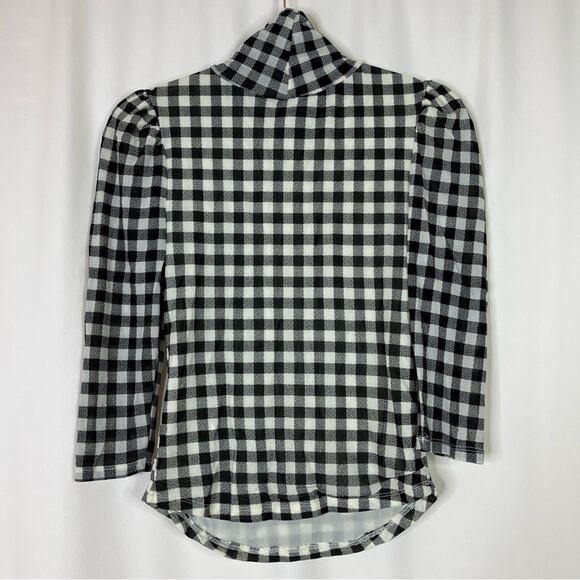 Free People Gingham Turtleneck Top Black White Gingham Lightweight Womens Small - Picture 5 of 8